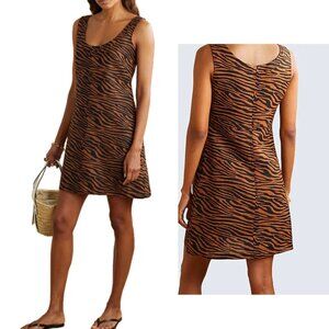 Lisa Marie Fernandez Zani Tiger Print 100% Linen Mini Dress Sz S